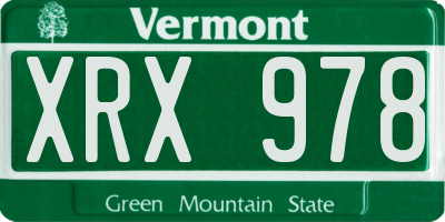 VT license plate XRX978