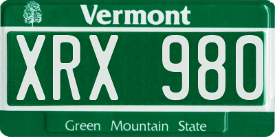 VT license plate XRX980