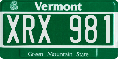 VT license plate XRX981