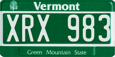 VT license plate XRX983