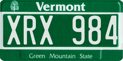 VT license plate XRX984