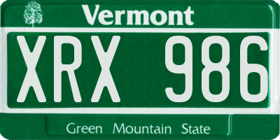 VT license plate XRX986