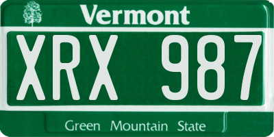 VT license plate XRX987