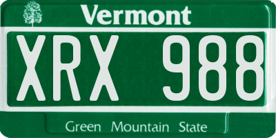 VT license plate XRX988