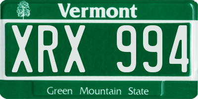 VT license plate XRX994