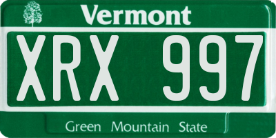 VT license plate XRX997