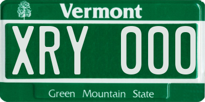 VT license plate XRY000