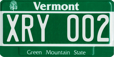 VT license plate XRY002