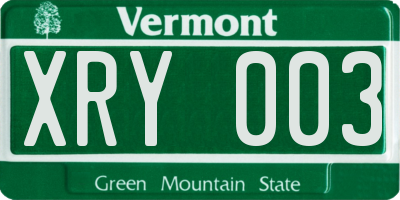 VT license plate XRY003