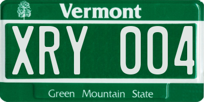 VT license plate XRY004