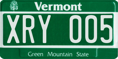 VT license plate XRY005