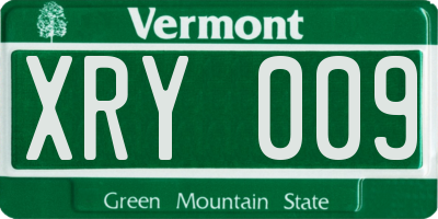 VT license plate XRY009
