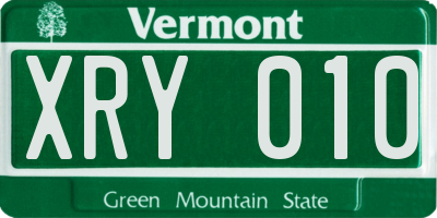 VT license plate XRY010