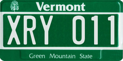 VT license plate XRY011