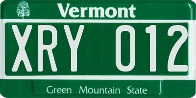 VT license plate XRY012