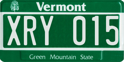 VT license plate XRY015