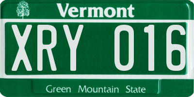 VT license plate XRY016