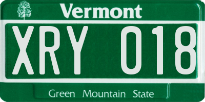 VT license plate XRY018