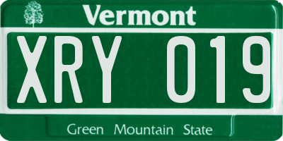 VT license plate XRY019