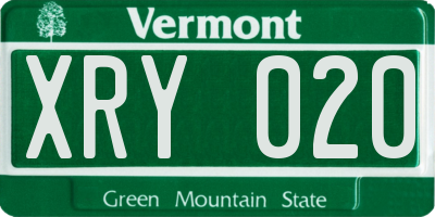 VT license plate XRY020