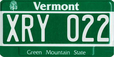 VT license plate XRY022