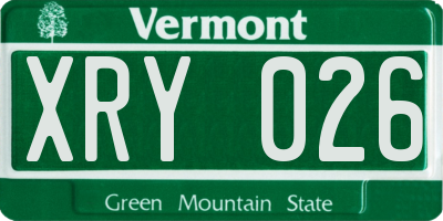 VT license plate XRY026