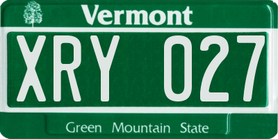 VT license plate XRY027