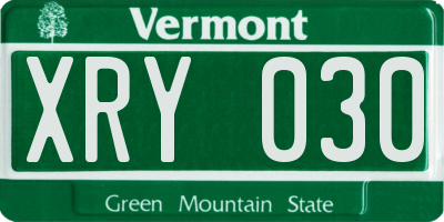 VT license plate XRY030