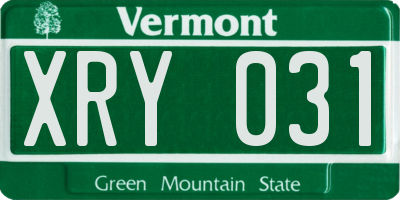 VT license plate XRY031