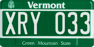 VT license plate XRY033