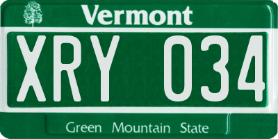 VT license plate XRY034