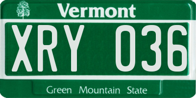VT license plate XRY036