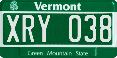 VT license plate XRY038