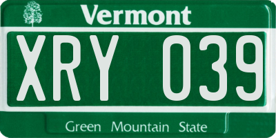 VT license plate XRY039