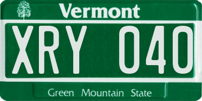 VT license plate XRY040