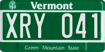 VT license plate XRY041
