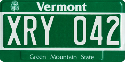 VT license plate XRY042