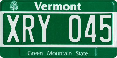 VT license plate XRY045