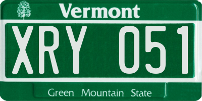 VT license plate XRY051