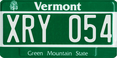 VT license plate XRY054