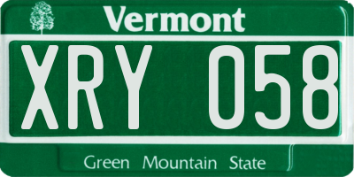 VT license plate XRY058