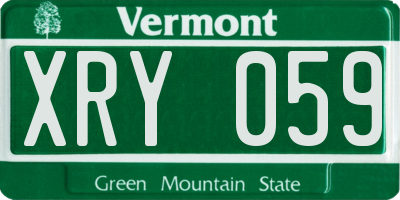 VT license plate XRY059