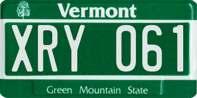 VT license plate XRY061