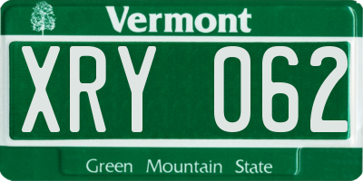 VT license plate XRY062