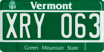 VT license plate XRY063
