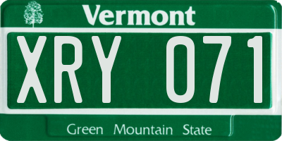 VT license plate XRY071