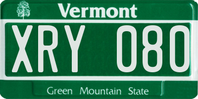 VT license plate XRY080