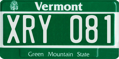 VT license plate XRY081