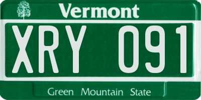 VT license plate XRY091
