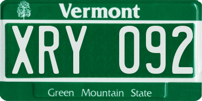 VT license plate XRY092